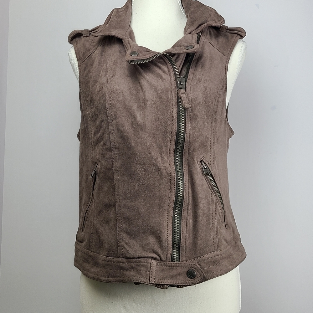 Abercrombie & Fitch Brown Faux Suede Zip-Up Vest Women’s Size M Boho Western